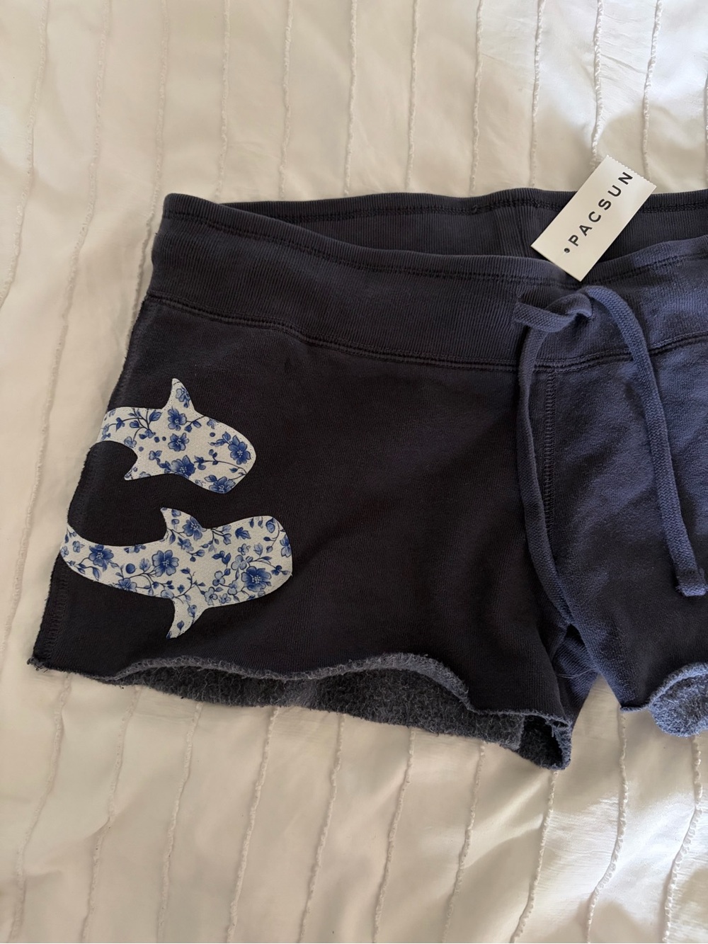 PacSun Navy Floral Shark Appliqué Women's Lounge Shorts
